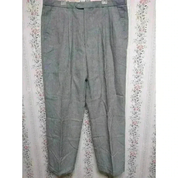 Vintage Vincent Nesi Gray Dress Pants Pleated Men's Size 36L Polyester Rayon - Picture 1 of 6